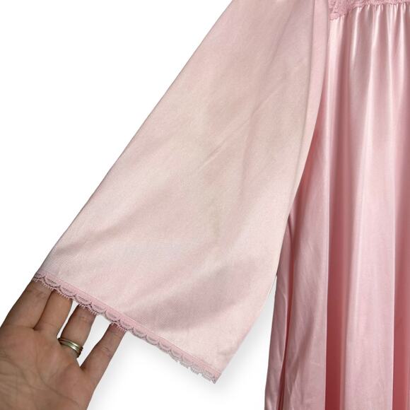 Vintage Vanity Fair Lace Trimmed Embroidered Nightgown Housecoat Robe Women's L - Picture 6 of 10